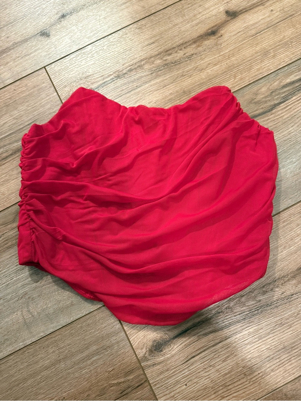 Red Ruched Bandeau Top